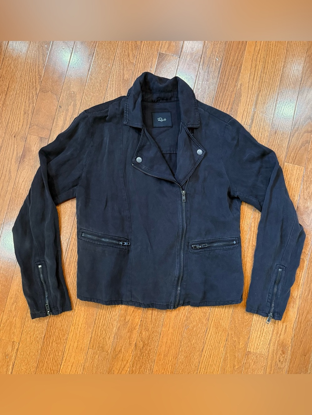 Rails Women’s Small Lyocell Linen Moto Biker Jacket Zip Motorcycle Asymmetrical